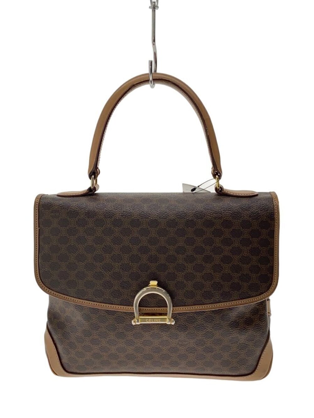Celine Macadam Canvas Leather 2Way Shoulder Bag Brown